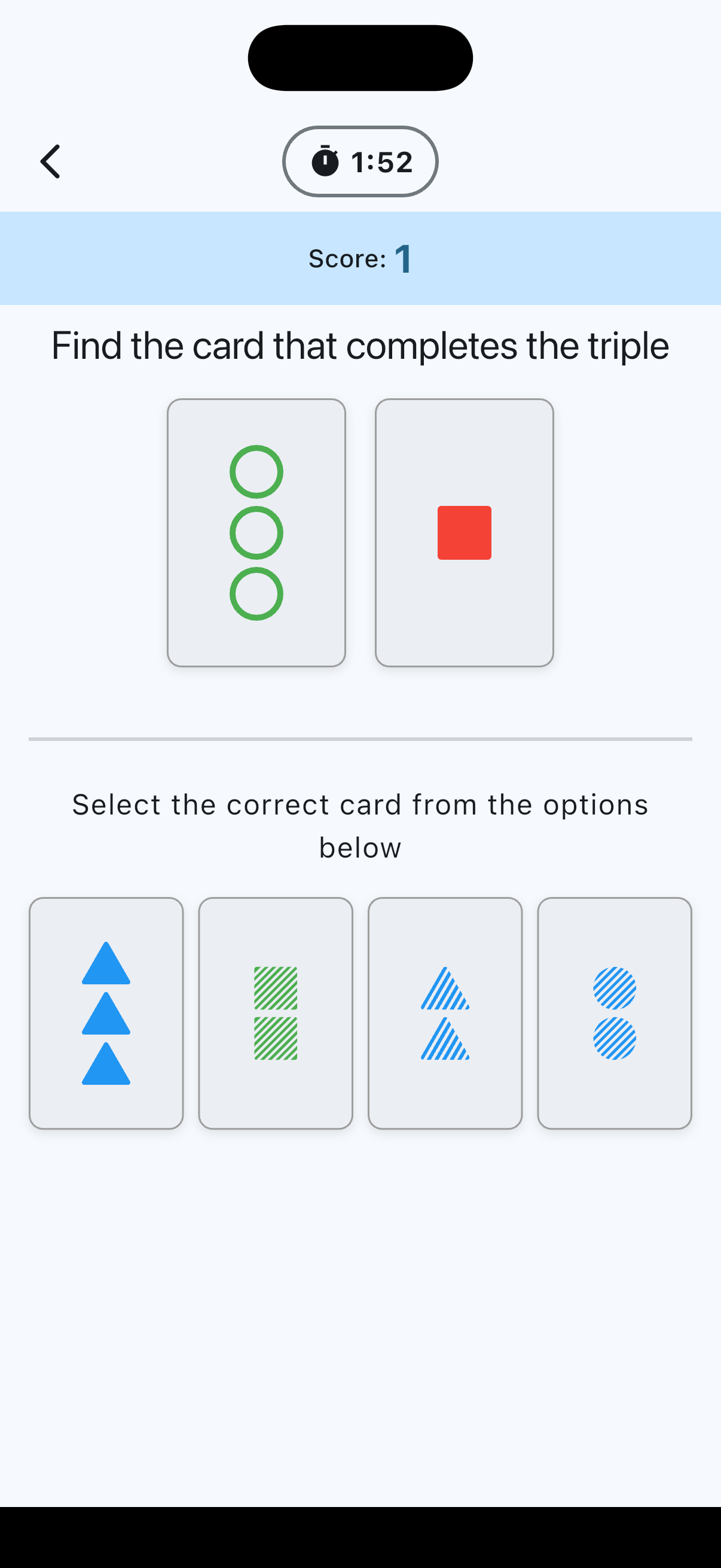 Triple challenge mode with timer and scoring